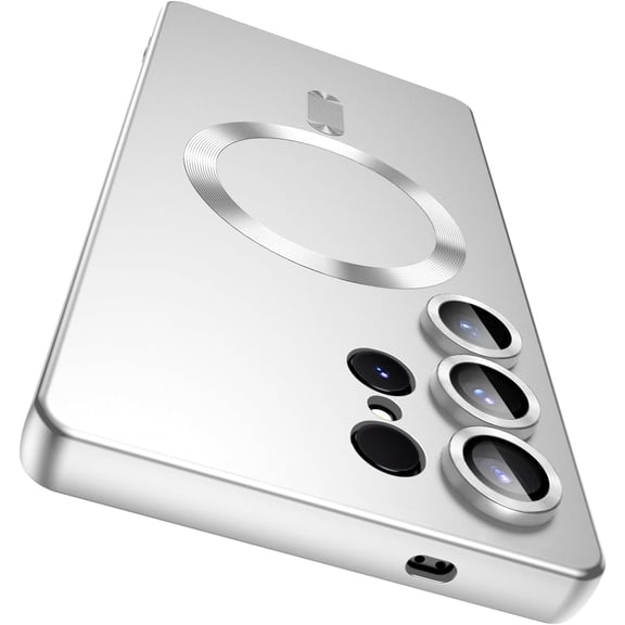 MYKOMI Magnetic for Samsung Galaxy S25 Ultra Case [Compatible with MagSafe][Built-in Camera Lens Protector] Slim Soft Silicone Bumper Shockproof Metallic Luster Phone Shell