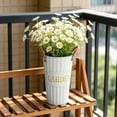 thumbnail image 6 of Naittoop Rustic Metal Flower Bucket Vintage Metal Handled Flower Pots Planter Bucket Herb Flower Holder for Railing Fence Balcony Deck Garden Home Decor 9.8 in White, 6 of 6