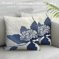 thumbnail image 3 of Chilfamy Throw Pillow Covers, Navy Blue Grey Teal Dahlia Square Decorative Cushion Case for Living Room Sofa Bedroom Couch, Floral Soft Pillowcase for Farmhouse Outdoor Home Decor 20x20in, 3 of 5