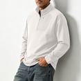 thumbnail image 5 of Quarter Zip Pullover Men 1/4 Zip Softshell Golf Jacket Fleece Lined Wind Resistant Loose Sweatshirt Zipper Pockets Spring Fall Big & Tall Size M-4XL Beige, 5 of 6