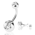 thumbnail image 5 of 12pcs Ball Crystal Rhinestone Belly Navel Button Rings Dangle Bar Ring Body Piercing Jewelry, 5 of 9