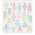 thumbnail image 3 of Ambesonne Cartoon Shower Curtain, Robots Performing Tasks, 69"Wx70"L, Multicolor, 3 of 3