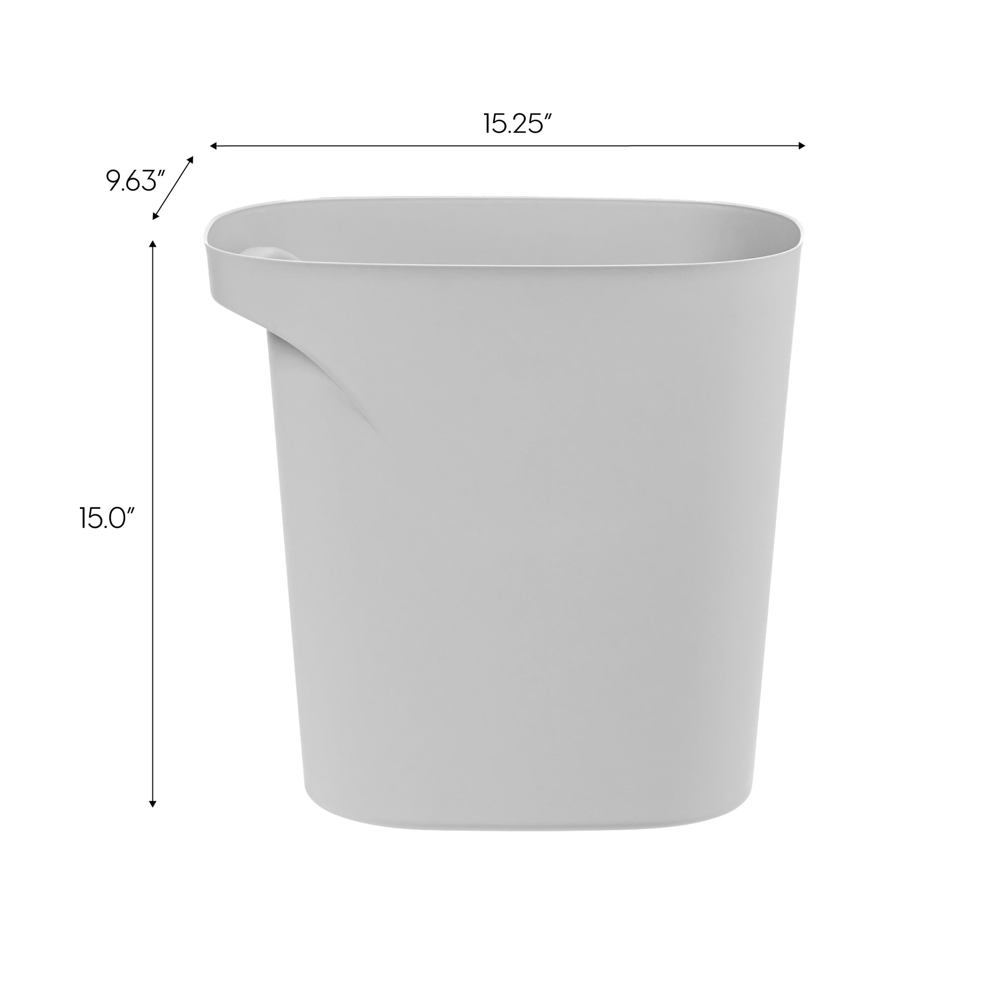 IRIS 6 Gal / 24 Qt Plastic Wastebasket Trash Cans for Home, Office, Bedroom, Bathroom, Gray