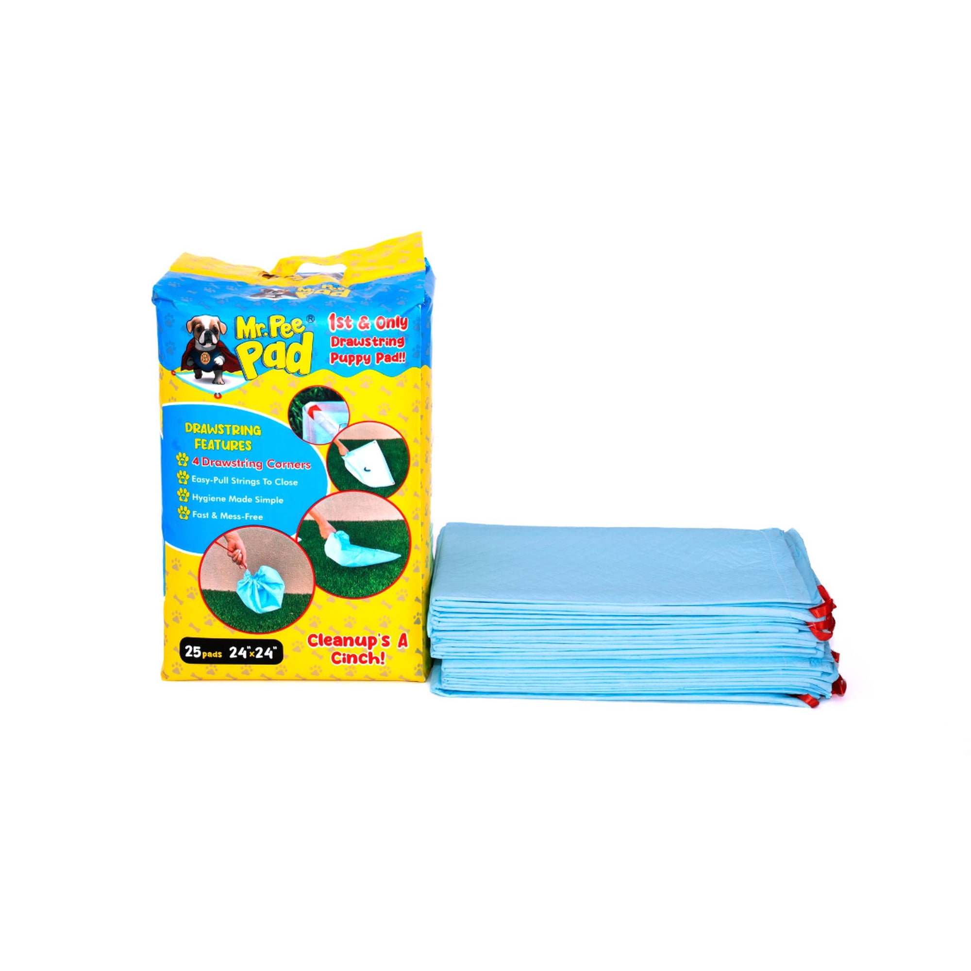 Mr. PeePad - 4 Drawstring Corners! Say Goodbye to Messy Dog Cleanups with 6 Times Absorbency!
