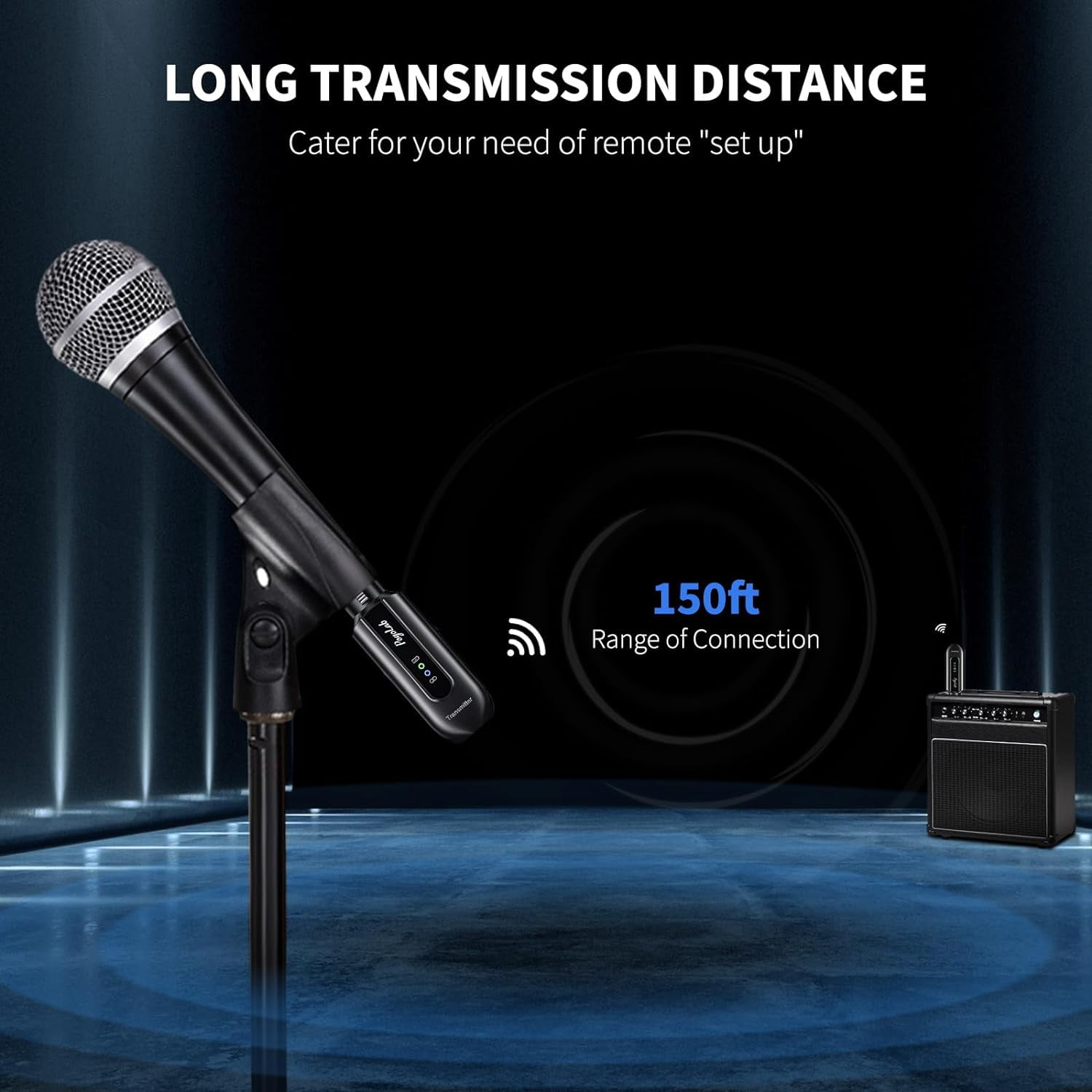 POGOLAB Wireless Microphone Transmitter Receiver 2.4Ghz XLR Microphone Wireless System Rechargeable Wireless Mic Adapter for Audio Mixer Dynamic Mic 48V Phantom Power for Condenser Mic