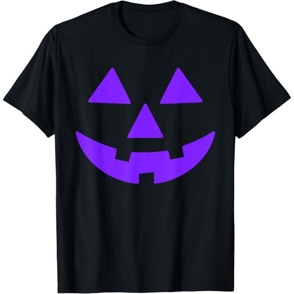 Jack O Lantern Scary Carved Pumpkin Face Halloween Purple T-Shirt