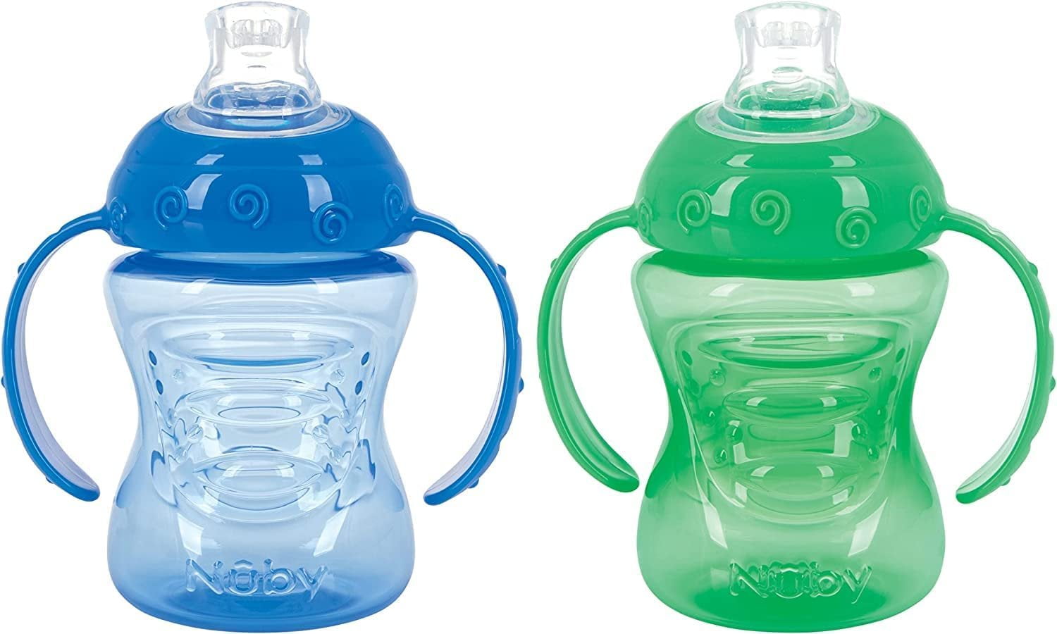 Nuby Two-Handle No-Spill Super Spout Grip N' Sip Cup, 4 Count, Blue ...