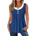 thumbnail image 3 of TAGOLD Womens Round-Neck Tank Top Ruched Button Panel V Neck 2 In 1 Sleeveless Top, 3 of 5