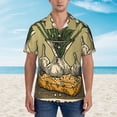 thumbnail image 2 of Sikiie Vintage Garlic Bread Illustration Print Men's Hawaiian Shirt, Summer Beach Button Pocket Short Sleeve T-Shirt,Large, 2 of 7