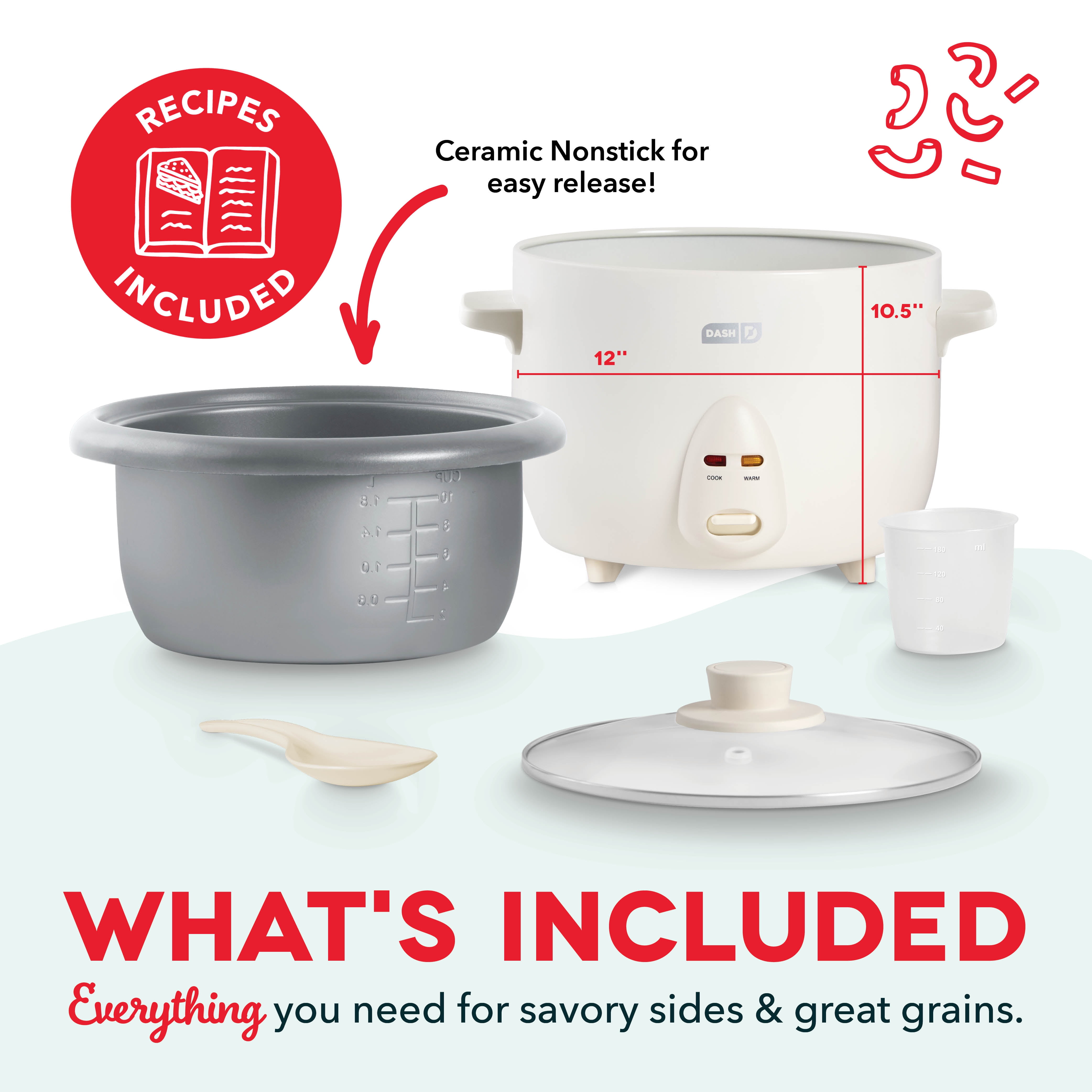 Dash Family Size Rice Cooker, 20 Cups, One-Touch Cooking, Cream