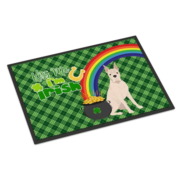 White Boxer St. Patrick's Day Indoor or Outdoor Mat 24x36 36 in x 24 in