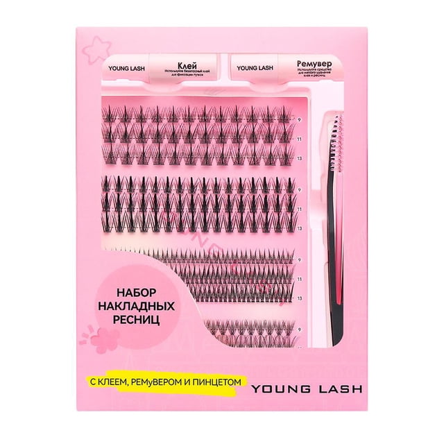 Kit Adhésif de Cils Diy pour Extensions de Cils à Queue de Poisson Volumineuse en Grappes Simples