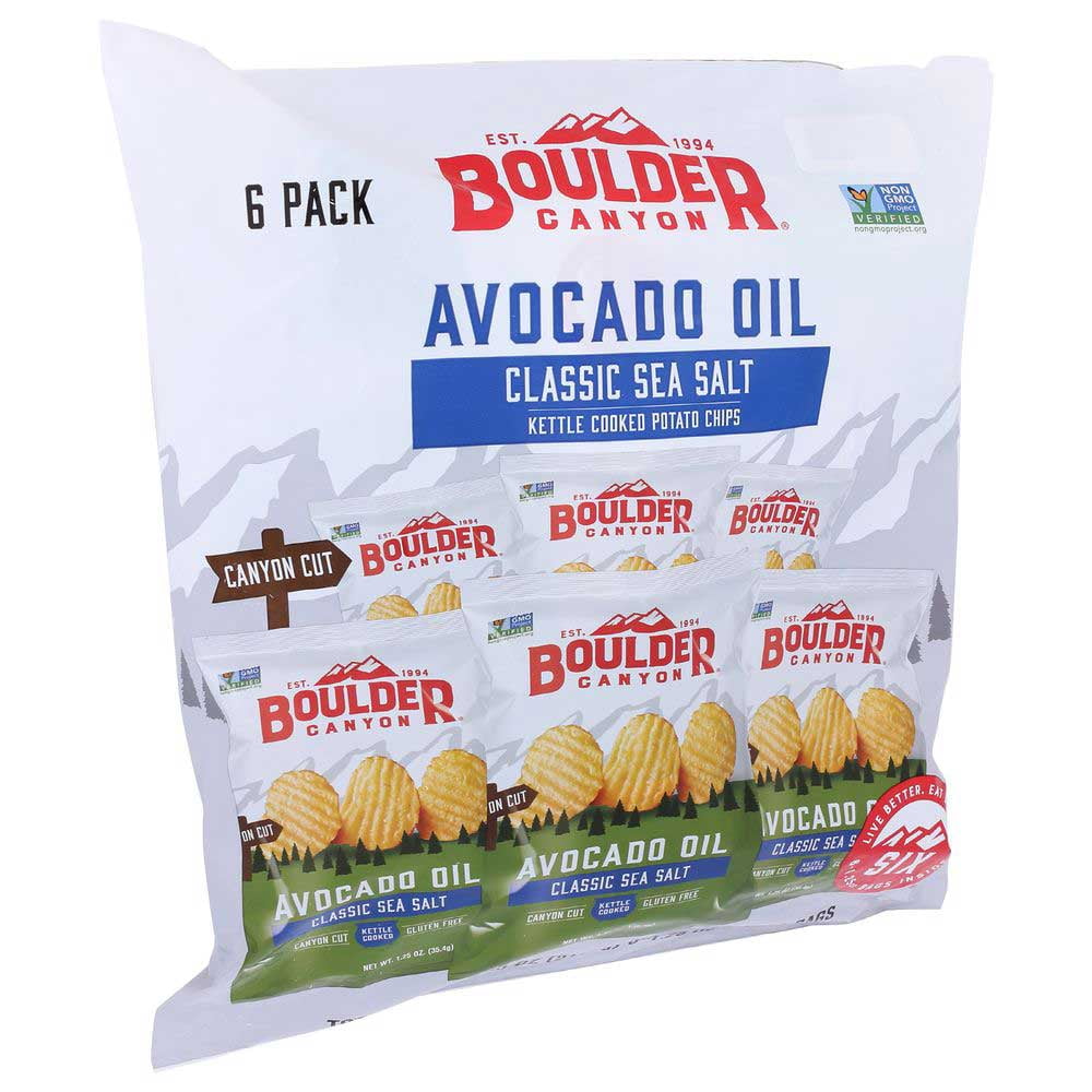 Boulder Canyon Avocado Oil Classic Sea Salt Potato Chips, 1.25 Ounce -- 48 per Case.
