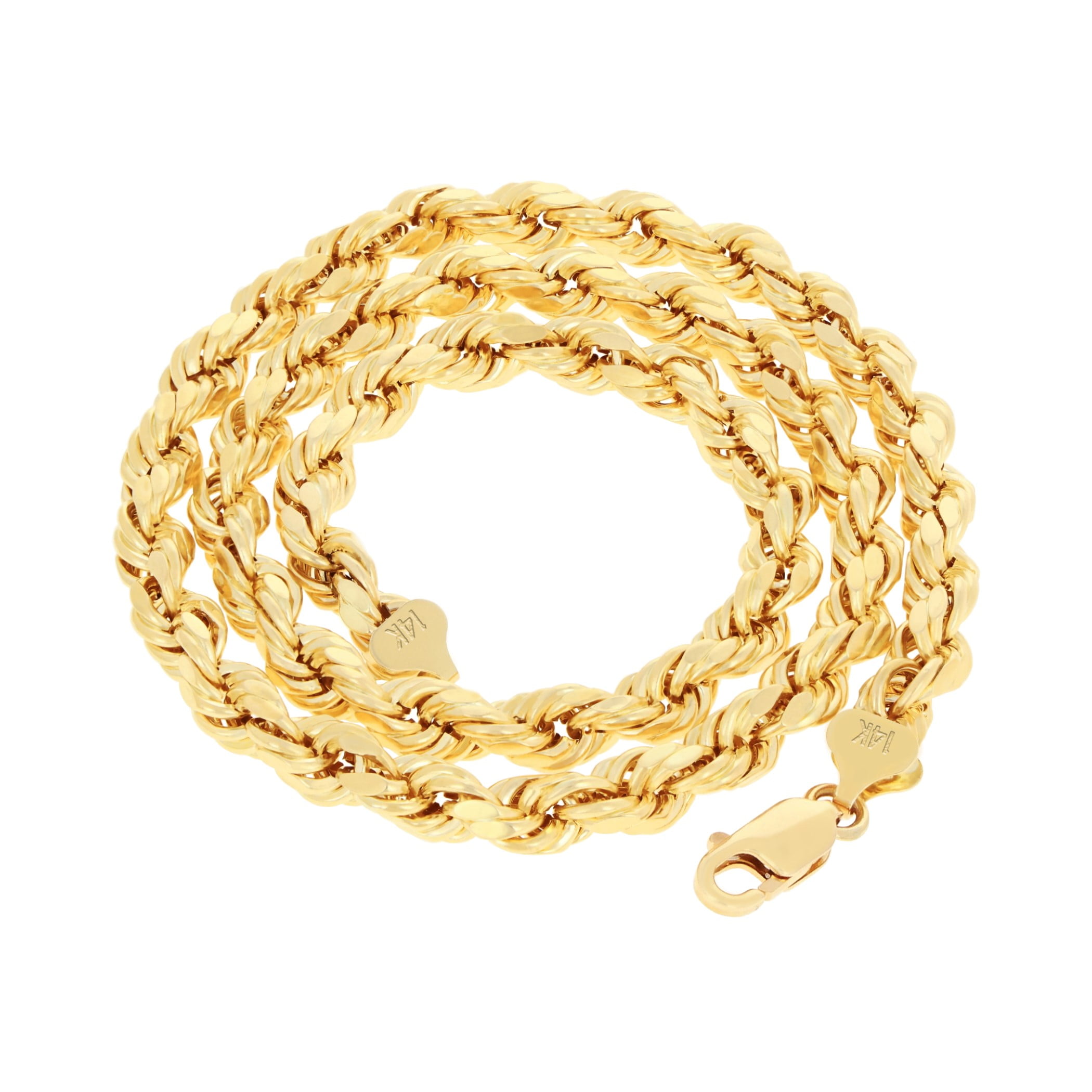 Nuragold 14k Real Yellow Gold 8mm Rope Chain Diamond Cut Necklace (20"-30") Italian Jewelry for Men