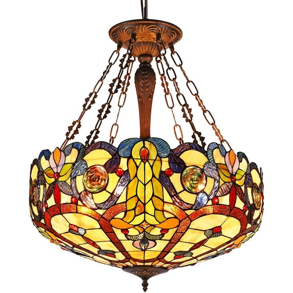 RADIANCE Goods Tiffany-Style 4 Light Inverted Ceiling Pendant 24" Shade