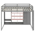thumbnail image 6 of Full Size Wood Loft Bed with Wardrobe & Shelves & Cabinet, Space-Saving Multi-Storage Bed Frame with Staircase, Bear 600lbs, Gray, 6 of 9