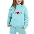 thumbnail image 4 of Auroural Everyday Kids Outfits Sets 2-Piece Sets 3T Girls Sets with Sleeves Children's Heart-shaped Print Long Hooded Sweatshirt And Leg Tied Sweatpants Casual Sports Set For Kids, 4 of 5