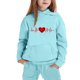 thumbnail image 4 of Conjunto de sudadera con capucha de manga larga para niños con estampado en forma de corazón y pantalones deportivos con lazo en las piernas, conjunto deportivo informal de dos piezas para niños, poli, 4 of 5