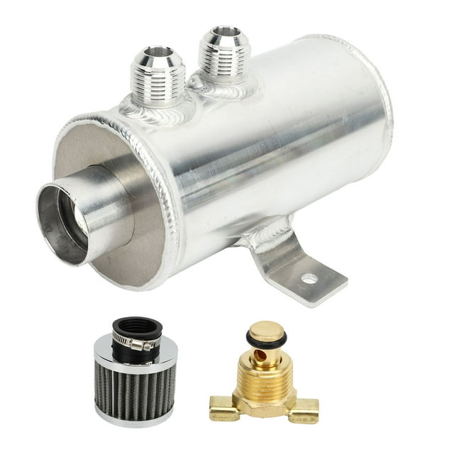 750ml Oil Catch Can Durable Leakage Proof Pollution Oil Breather Tank with Breather Filter Universal for Most Cars Silver