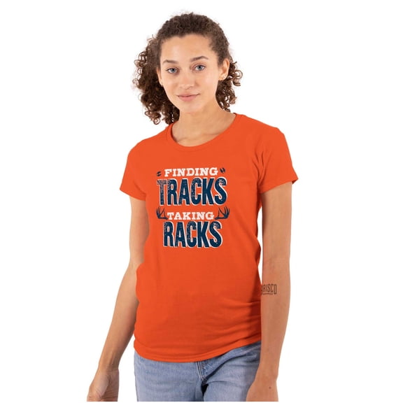 Finding Tracks Taking Racks Hunting Womens Fitted Plus Size Graphic Tee Brisco Brands 2X