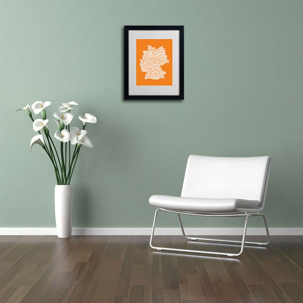 Trademark Fine Art "ORANGE-Germany Regions Map" Matted Framed by Michael Tompsett