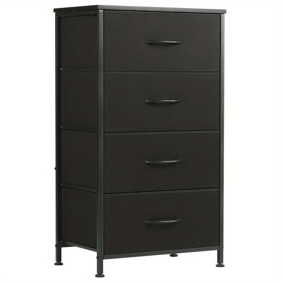 4 Drawer Dresser with Fabric Drawers and Steel Frame, Wood Top Storage Tower for Closet