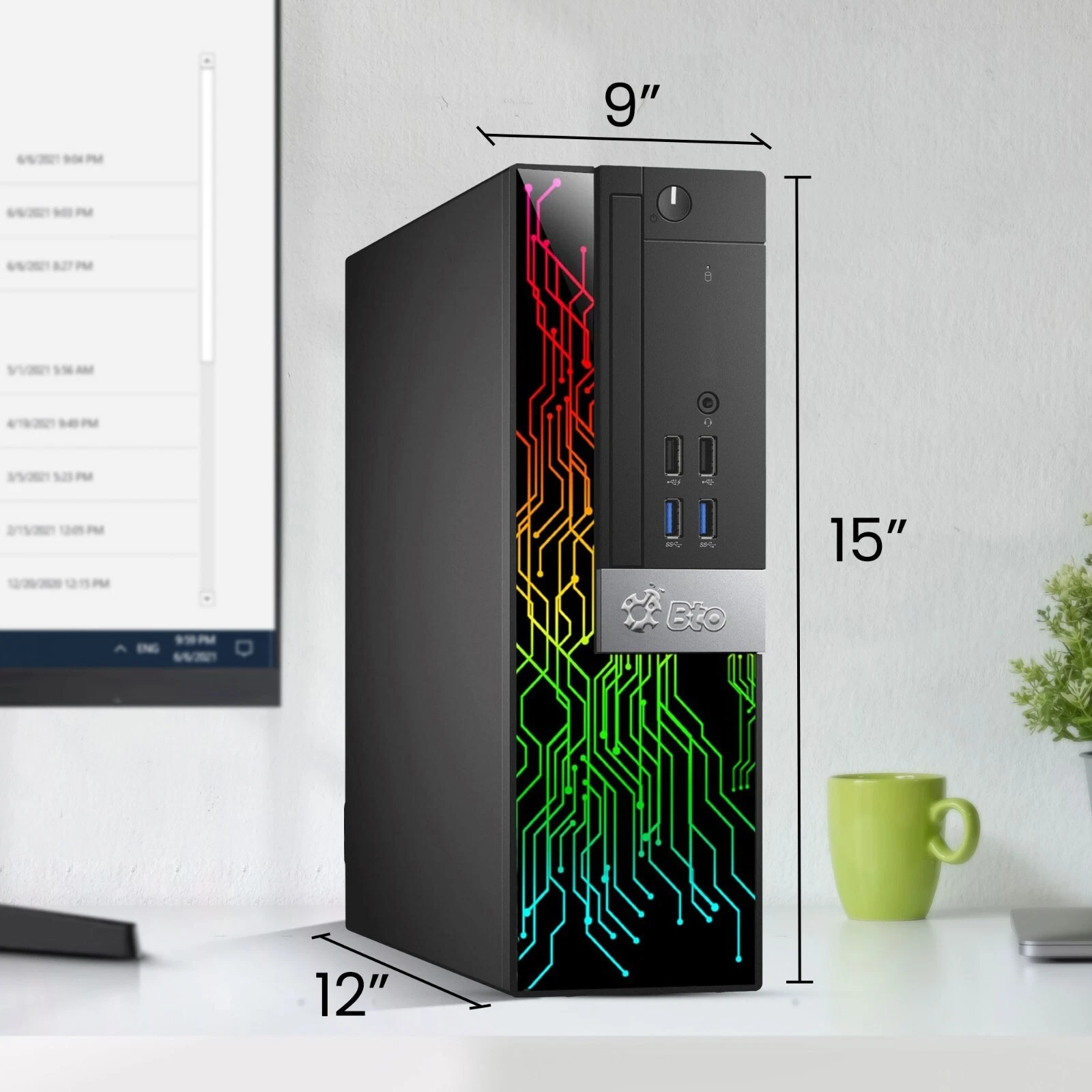 Restored BTO RGB Gaming Desktop Computer PC Quad-Core i5-6th Gen – 16GB DDR4 Ram – 512GB SSD + 2TB HDD – NVIDIA GeForce GT 1030 DDR5 – New 24" Monitor – RGB Set – Windows 11 Pro – WiFi (Refurbished)