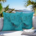 thumbnail image 3 of Teal Marble Throw Pillow Covers 20x20 Inch Set of 2, Turquoise Marble Crack Abstract Modern Art Waterproof Outdoor Pillow Covers, Decorative Cushion Pillowcases for Couch, Sofa, Bed, Garden, Patio, 3 of 9