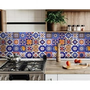 HomeRoots 400449 7 x 7 in. Shades of Blue Celestial Mosaic Peeland Stick Removable Tiles