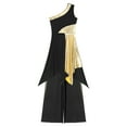 thumbnail image 4 of TiaoBug Lyrical Dance Outfits for Women Praise Worship One Shoulder Irregular Dress Tops with Pants Black M, 4 of 7