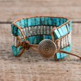 thumbnail image 3 of GHSDFBB Boho Handmade Natural Stone Bead 3 Row Wide Wrap Wrist Statment Bracelet Jewelry Collection, 3 of 5
