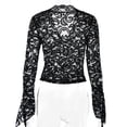thumbnail image 3 of Camisa de manga acampanada ajustada, Top con cuello en V profundo Manga acampanada Top con cuello en V profundo Blusa de encaje de manga larga Elegante y moderna, 3 of 5