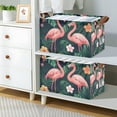 thumbnail image 2 of Yayeee Foldable Storage Basket for Shelves with Handles Set of 2 Waterproof Cloth Bins, Flamingo Leaves Pattern, 2 of 7