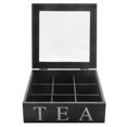 thumbnail image 1 of Wooden 9 Grids Tea Box Tea Bags Container Storage Box Square Gift Box Case Transparent Top Lid, 1 of 5