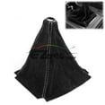 thumbnail image 2 of Genuine Leather Alcantara Suede Shift Knob Boot Cover Black With White Stitches, 2 of 5