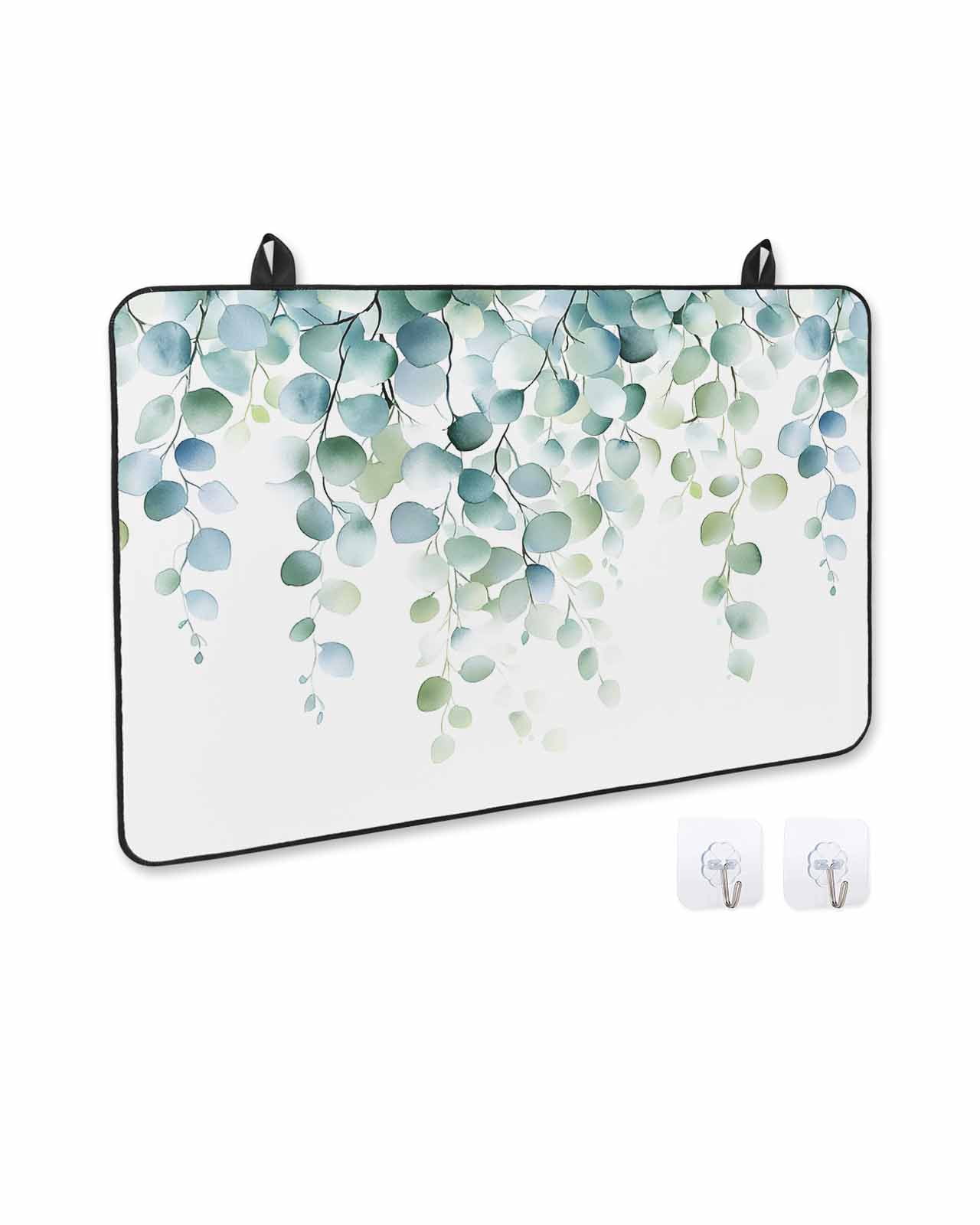 nqOlkjepod Large Induction Cooktop Protector Mat 24"x21", Sage Green Eucalyptus Stove Top Covers for Electric Stove, Watercolor Botanical Leaves Stove Burner Cover Mats, Glass Top Stove Cover