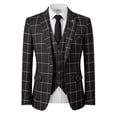 thumbnail image 3 of Beauty-Emily Men's Plaid Suit Set, 3 Pcs Single Breasted Peak Lapel Blazer Vest & Pants, Slim Fit Formal Wear for Wedding, Prom & Party, 3 of 12