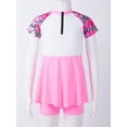 thumbnail image 4 of iiniim Kids Girls 2 Pcs Short Sleeve Rashguard Shirts with Swim Skirts Swimsuit Bathing Suit Beachwear Size 4-14 Floral Pink 4, 4 of 7