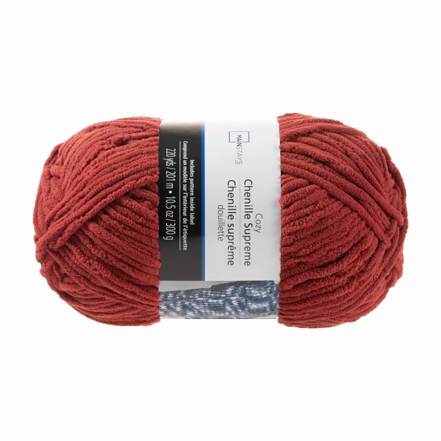 Mainstays Cozy Chenille Supreme Red Marsala Yarn