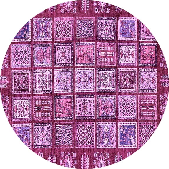 Ahgly Company Indoor Round Abstract Purple Modern Area Rugs, 6' Round