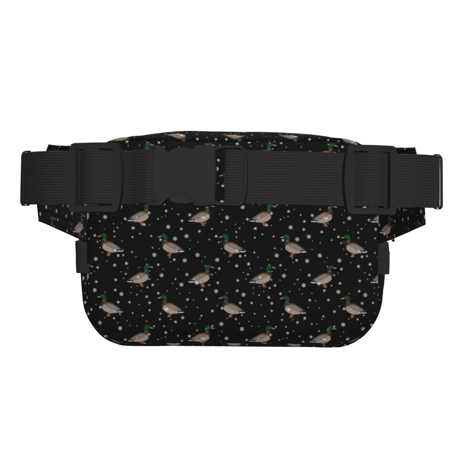 Picia Mallards And Snowflakes Print Square Double-Layer Waist Bag Mini Adjustable Waist Belt Bag Exercise Running Travel Hiking
