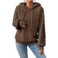 thumbnail image 3 of Suéter Holgado de Franela con Capucha para Mujer, Larga y Cálido para Invierno Marrón M, 3 of 8