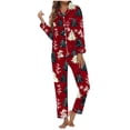 thumbnail image 2 of FASHOFT Women's Christmas Pajamas Set Cute Long Sleeve Button up Shirts and Pants 2 Piece Christmas Pjs Soft Holiday Sleepwear Loungewear L, 2 of 5