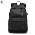 thumbnail image 3 of PULLIMORE Canvas Laptop Backpack, Waterproof School Backpack With USB Charging Port, Fits Most 15.6 Inch Laptop (Black), 3 of 7