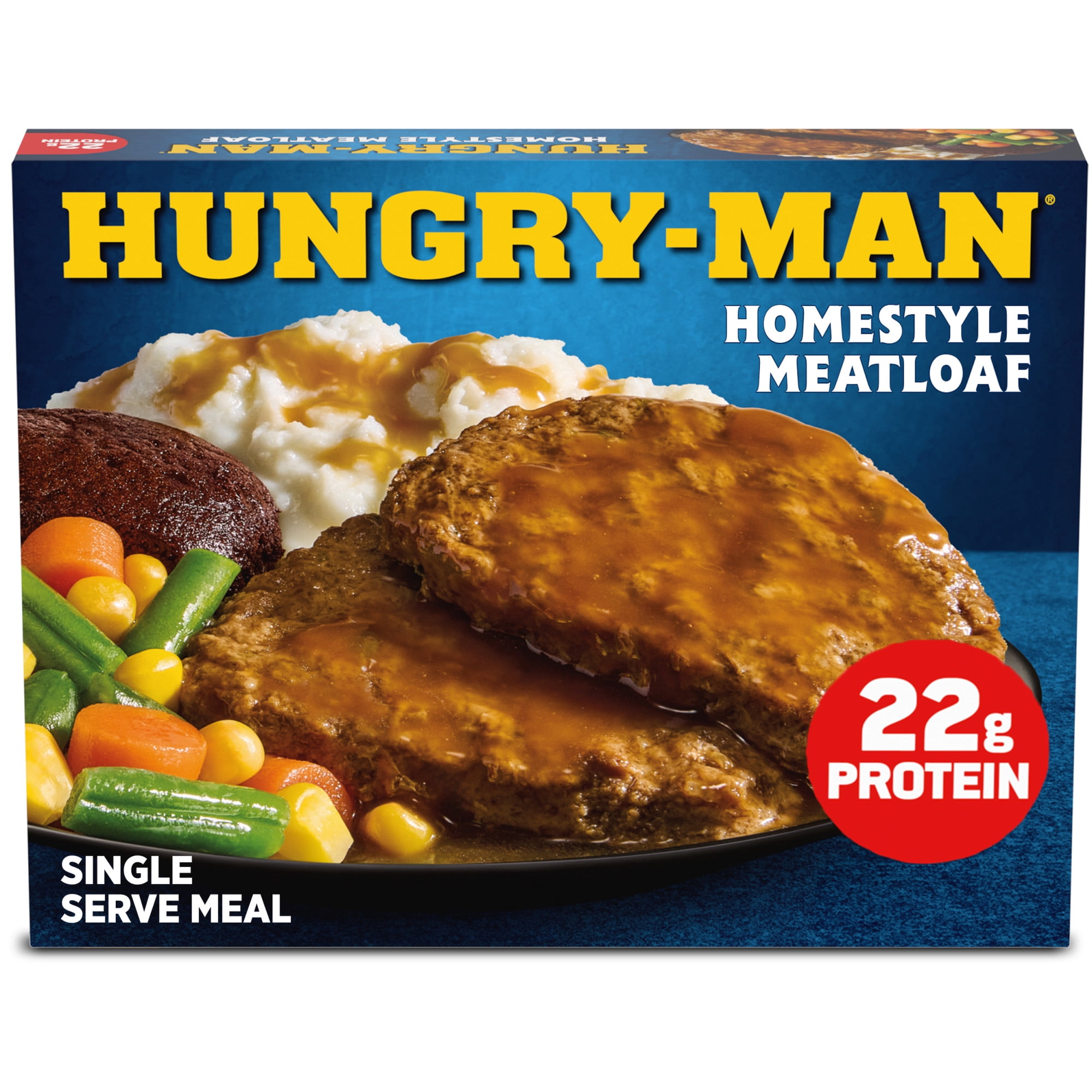 Hungry-Man Home-Style Meatloaf, 22g of Protein, 6g of Fiber, Frozen Meal, 16 oz