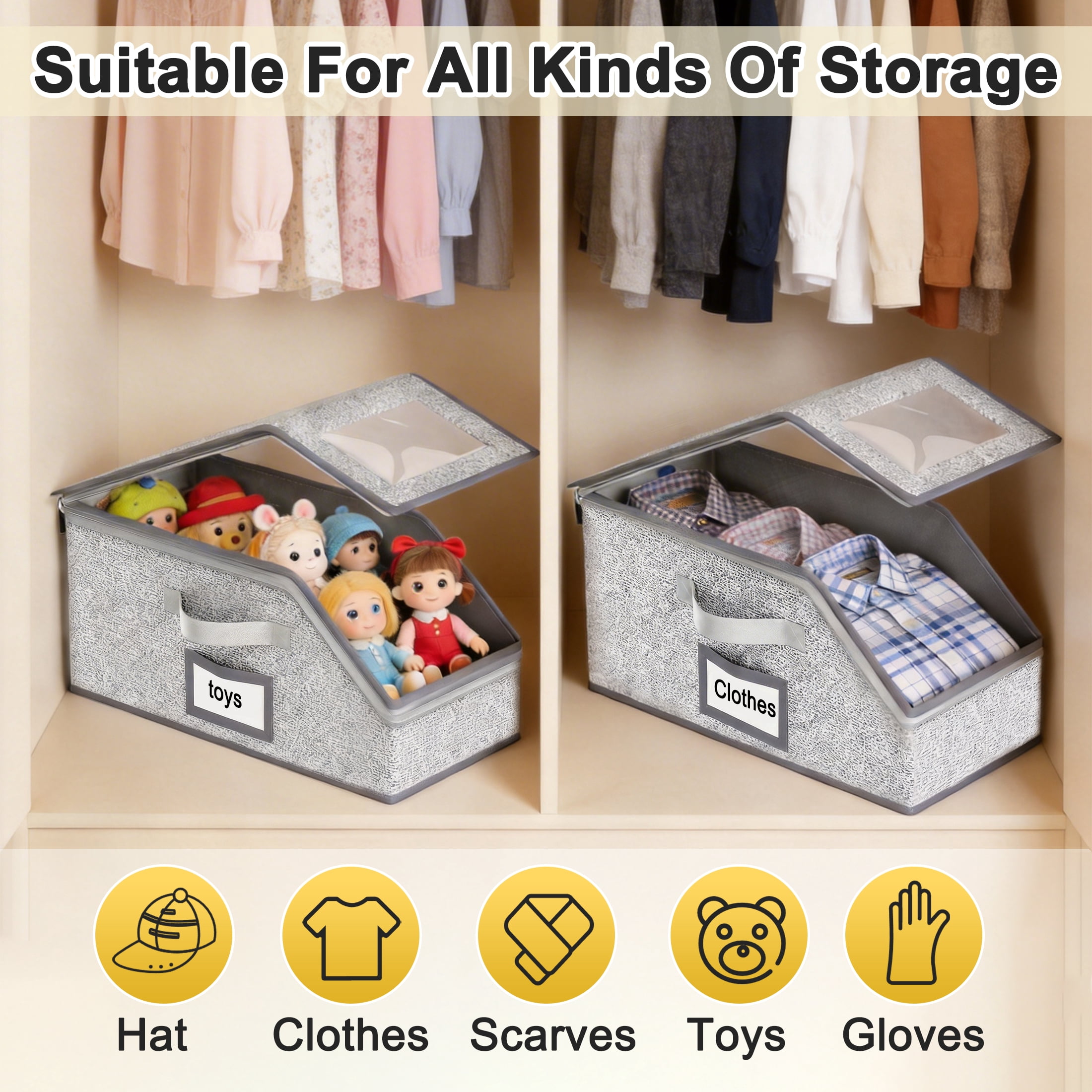 2 Pack Hat Storage, Stackable Hat Organizer Holder, Baseball Caps Organizer, Sturdy Hat Boxes for Cardboard Home Storage