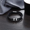 thumbnail image 4 of Personalized Mens Braided Genuine Leather Bracelet Stainless Steel Custom Beads Name Charm Bracelet For Men With Family Names, 4 of 10
