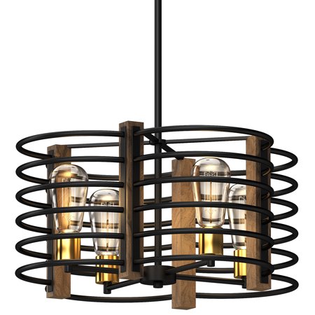 

Volume Lighting V6114 4 Light 20 Wide Mixed Metals Wood Chandelier - MultiColor