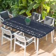 thumbnail image 2 of Rustic Botanical Table Cloths for 6 Foot Rectangle Tables, Japanese Herb on Black Simple Art Patio Waterproof Elastic Fitted Tablecloths, Washable Rectangular Table Cover for Camping, 2 of 8