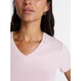 thumbnail image 4 of Time and Tru Women's Slim V Neck Tee with Short Sleeves, Sizes XS-XXXL, 4 of 5